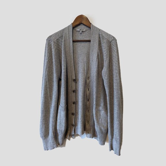 7 For all Mankind - Perforated grey cardigan - Sz S (fits M) - Picture 1 of 9